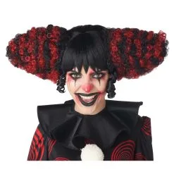 Funhouse Clown Black And Red Wig For Adults