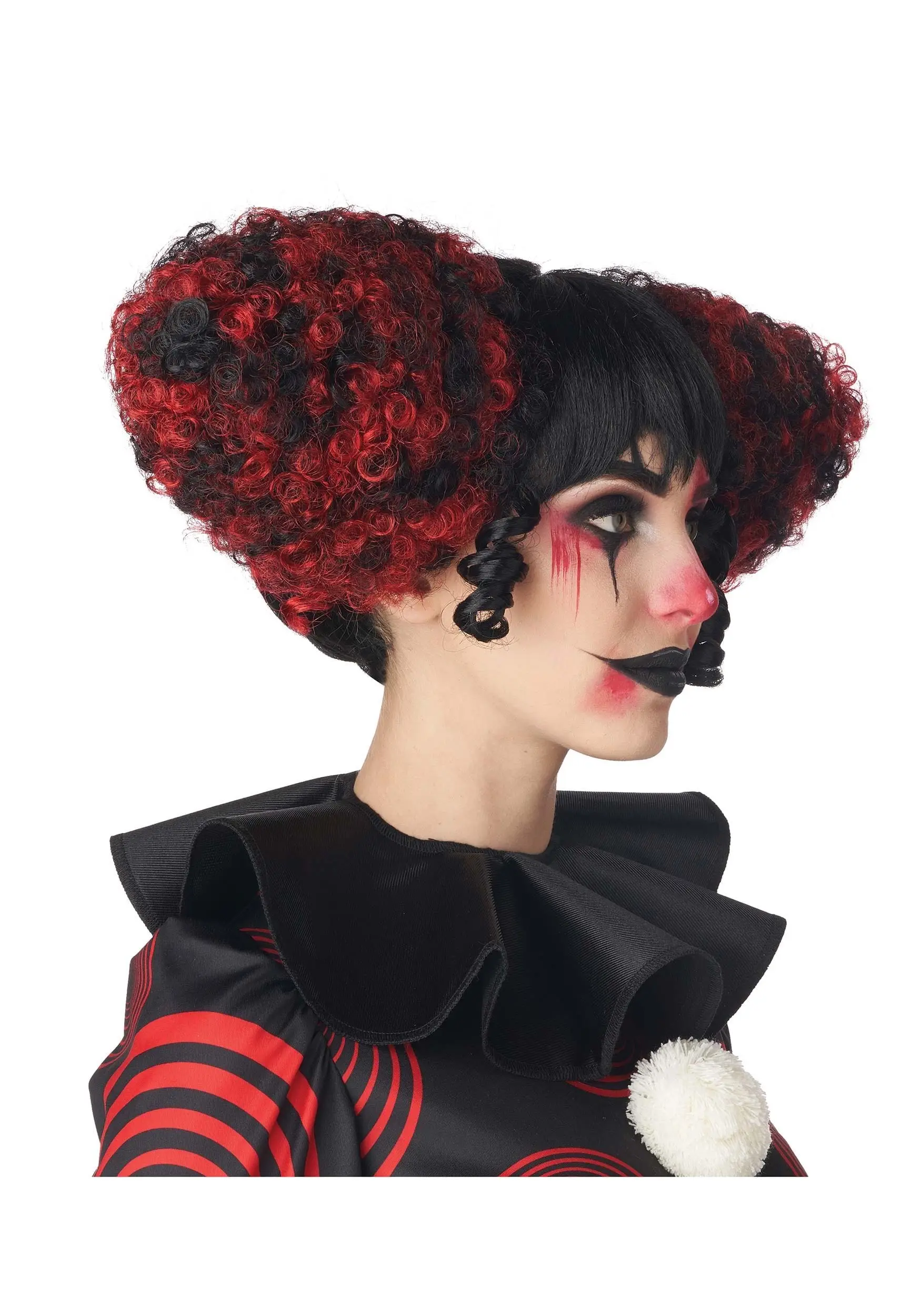 Funhouse Clown Black And Red Wig For Adults - Image 3