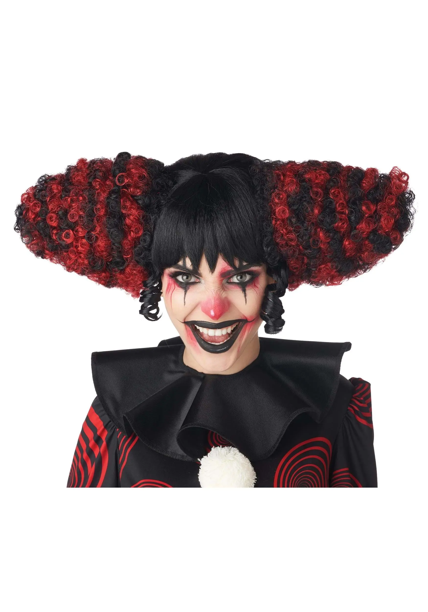 Funhouse Clown Black And Red Wig For Adults