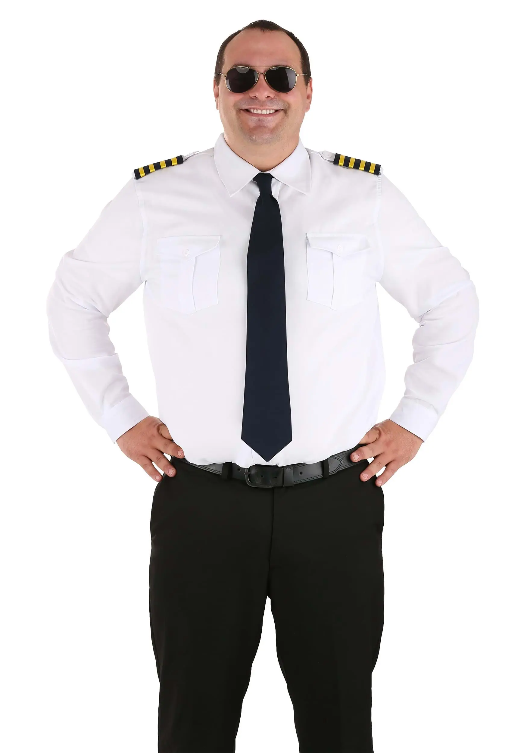 Plus Size Airline Pilot Costume Shirt For Adults - Image 3