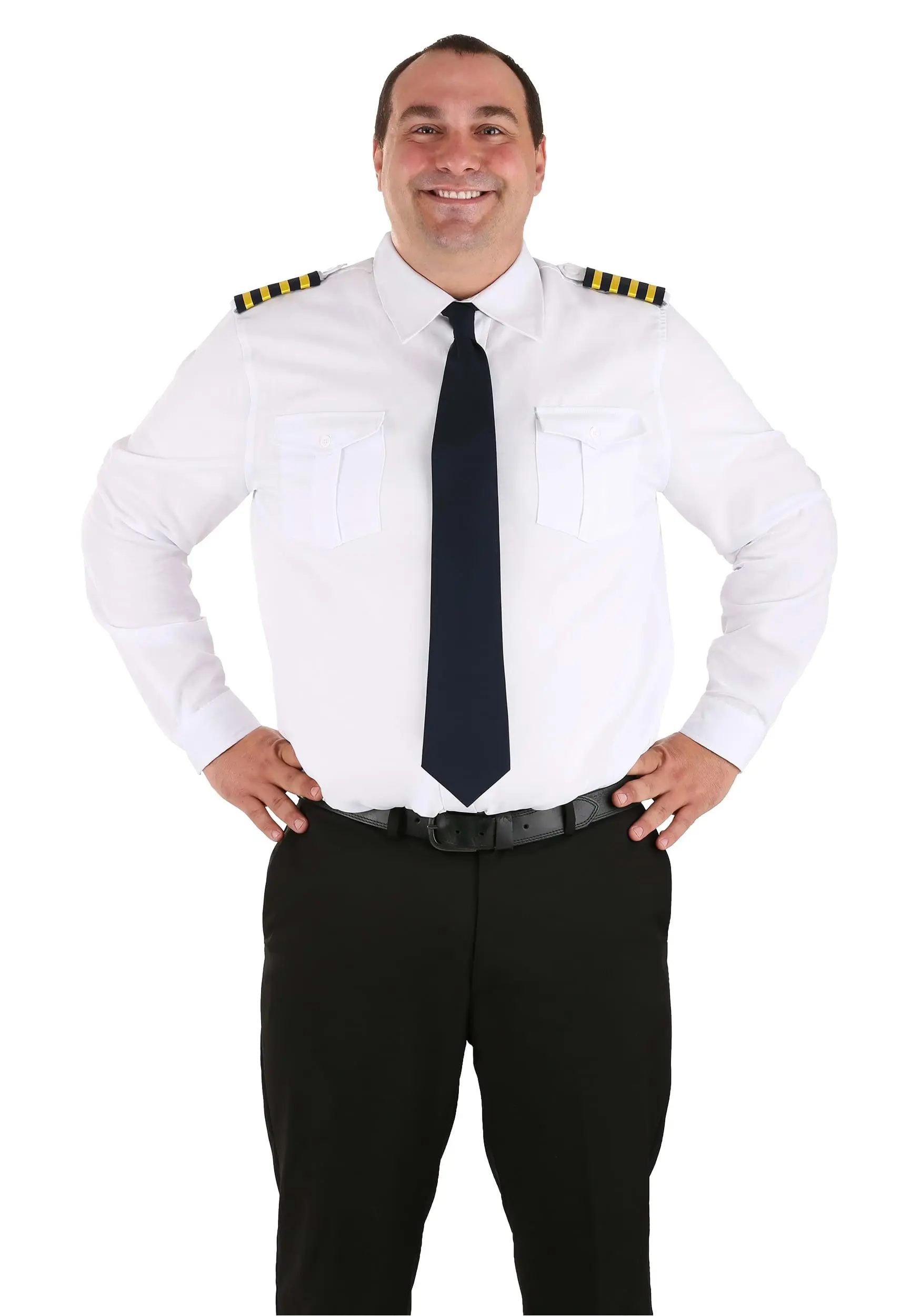 Plus Size Airline Pilot Costume Shirt For Adults