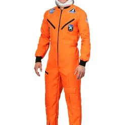 Plus Size Orange Astronaut Jumpsuit Costume For Adults