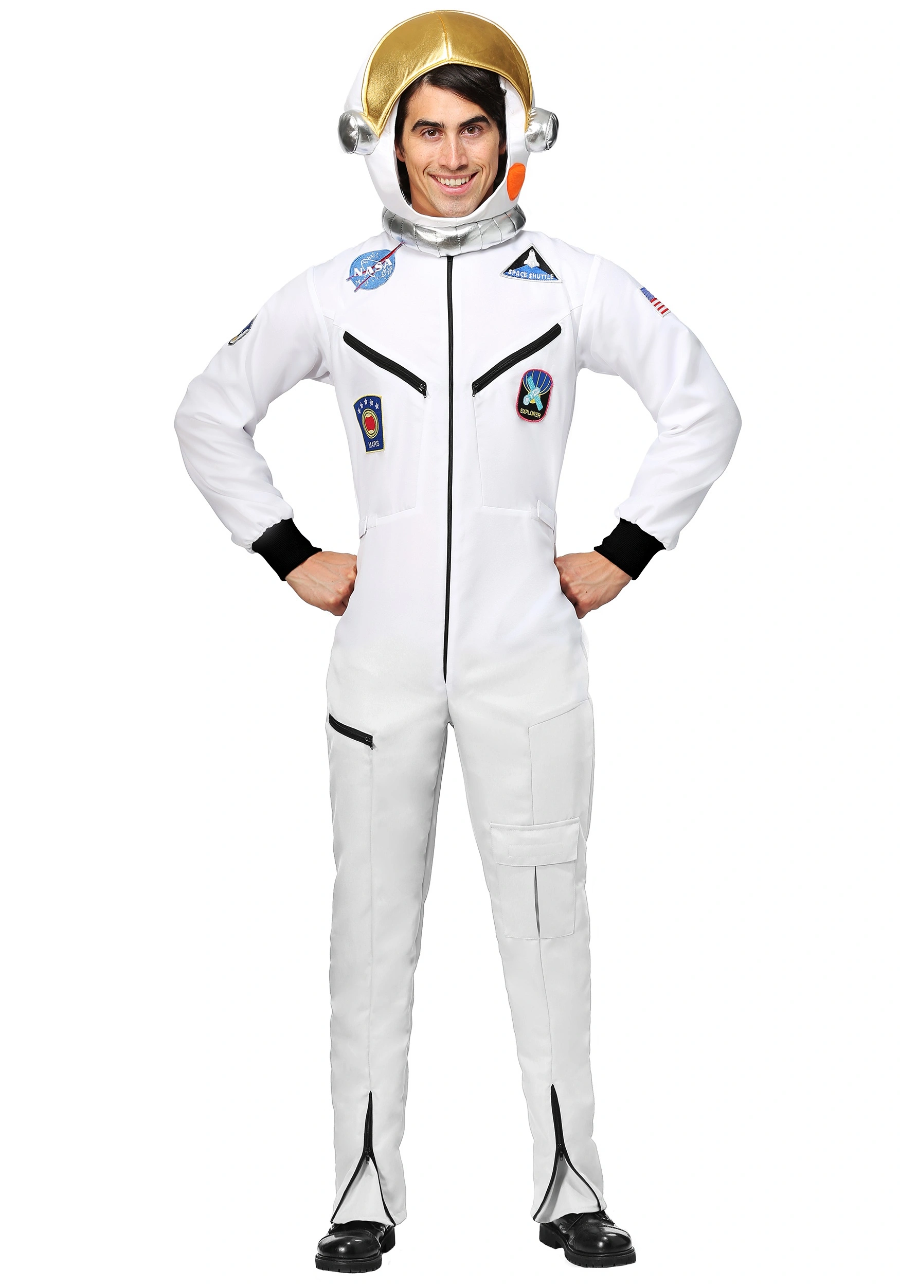 Plus Size White Astronaut Jumpsuit Costume For Adults