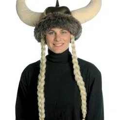 Space Viking Hat With Braids For Adults