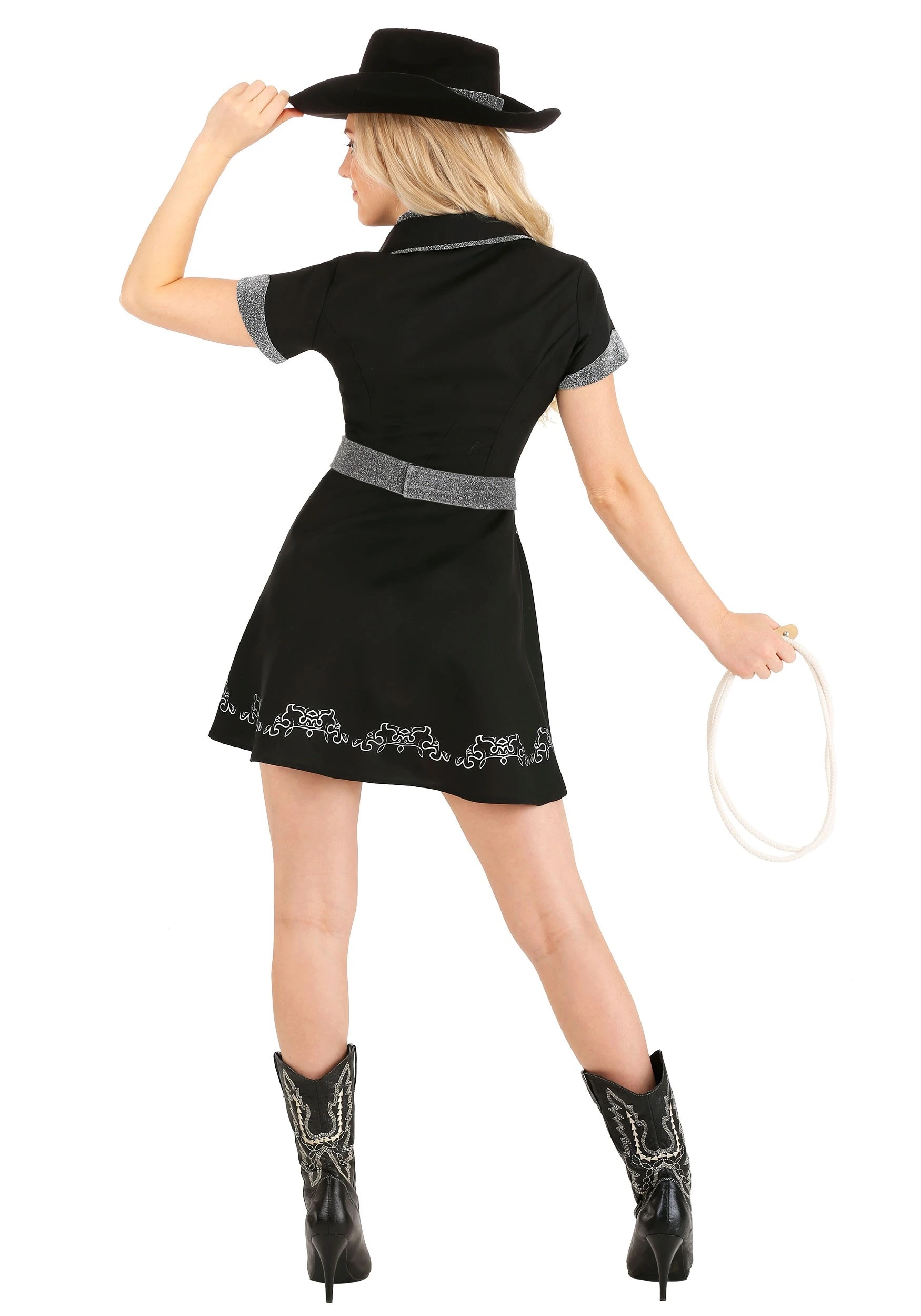 Women's Black Glitzy Cowgirl Costume - Image 2