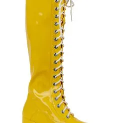 Men's Yellow Wrestling Lace Up Boots For Men