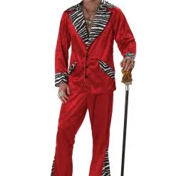 Zebra Trim Red Pimp Costume For Men