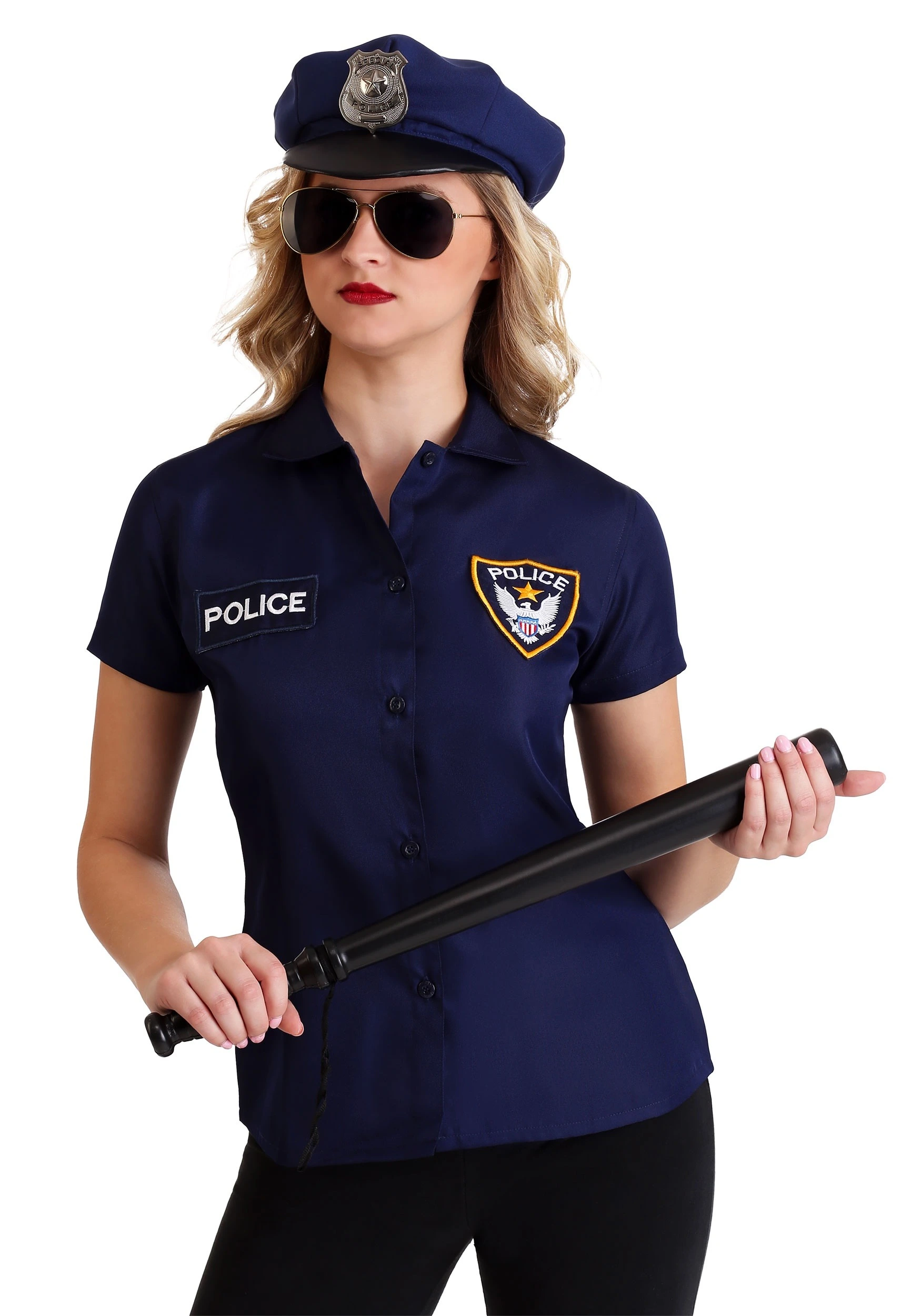 Plus Size Police Costume Shirt For Women